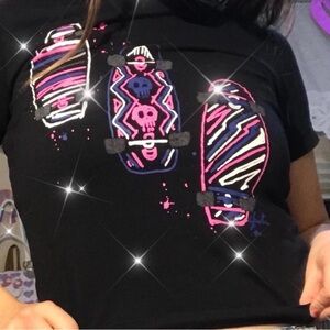 🩵3/$20🩵 Skateboard graphic punky baby tee skater goth shirt top skull streetwear